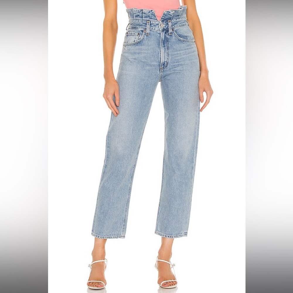 Agolde High Rise Light Blue Straight Jeans
